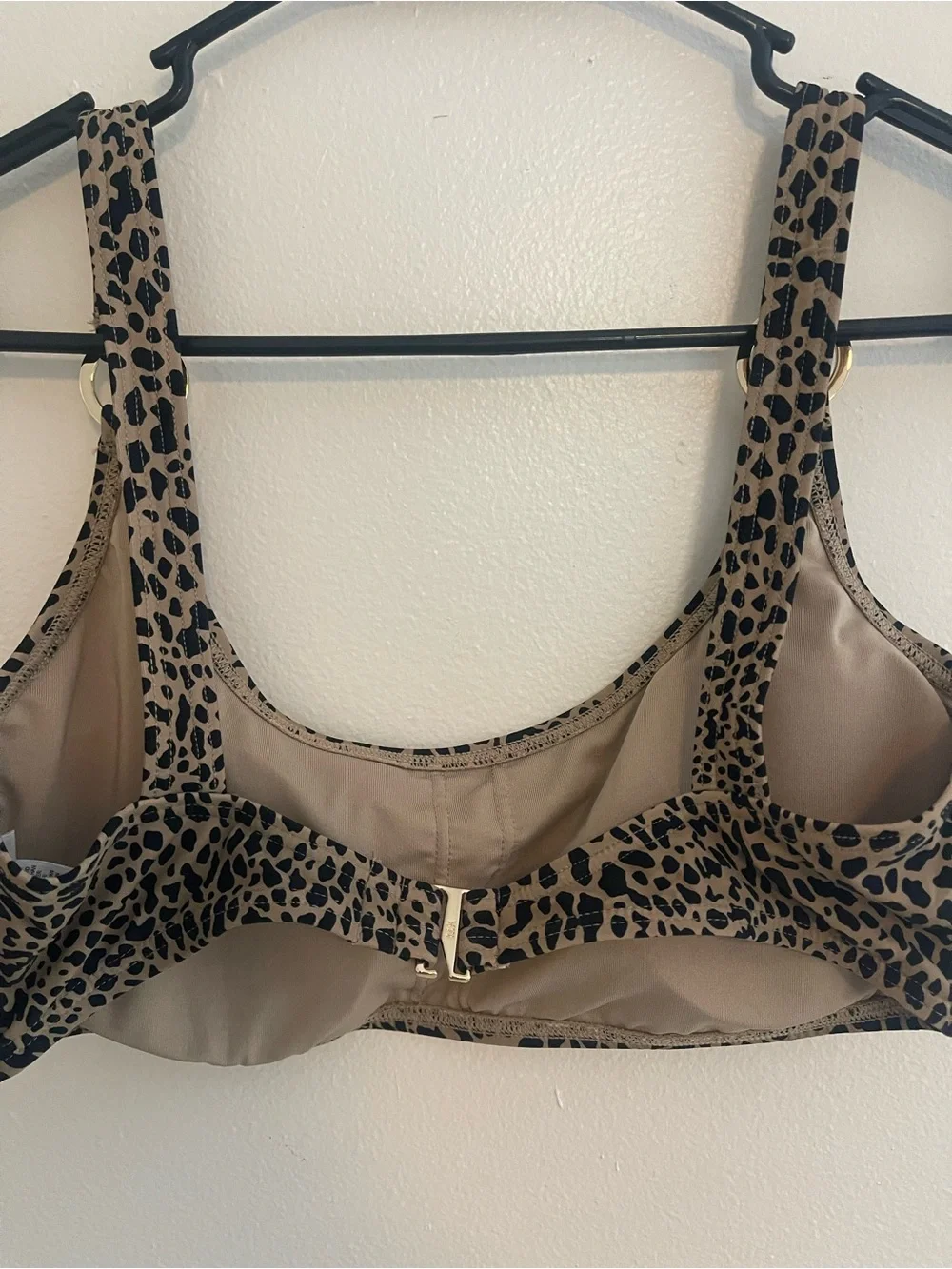 Michael Kors Leopard Print Cheetah Bikini Swim Top Gold Rings Size Medium
